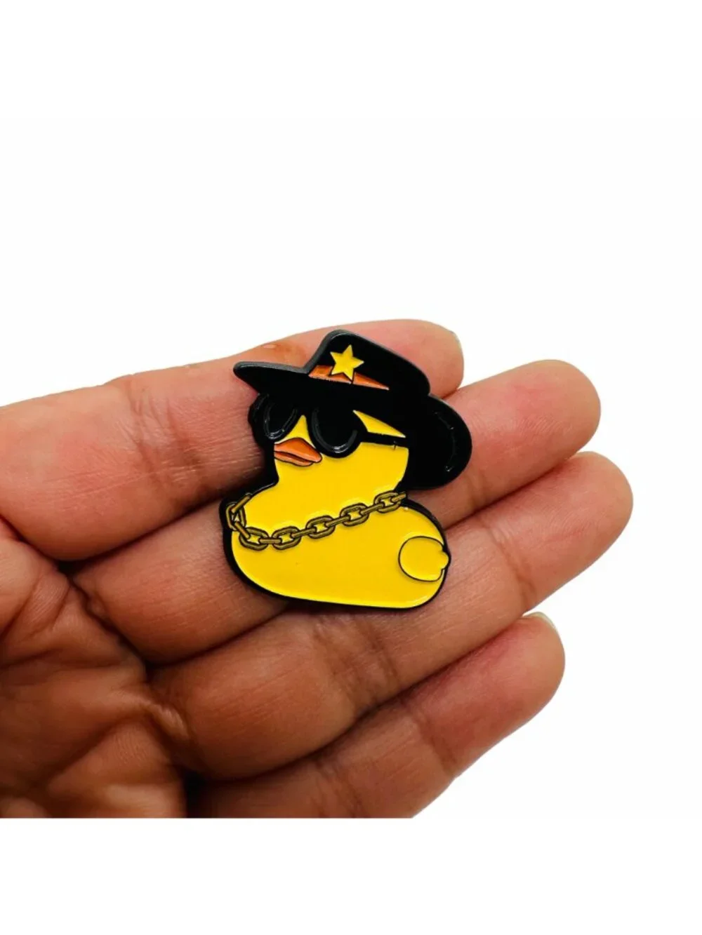 ⭐Pin Cartoon Geometric Little Yellow Duck Wearing A Hat Metal Brooch Cowboy Hat
